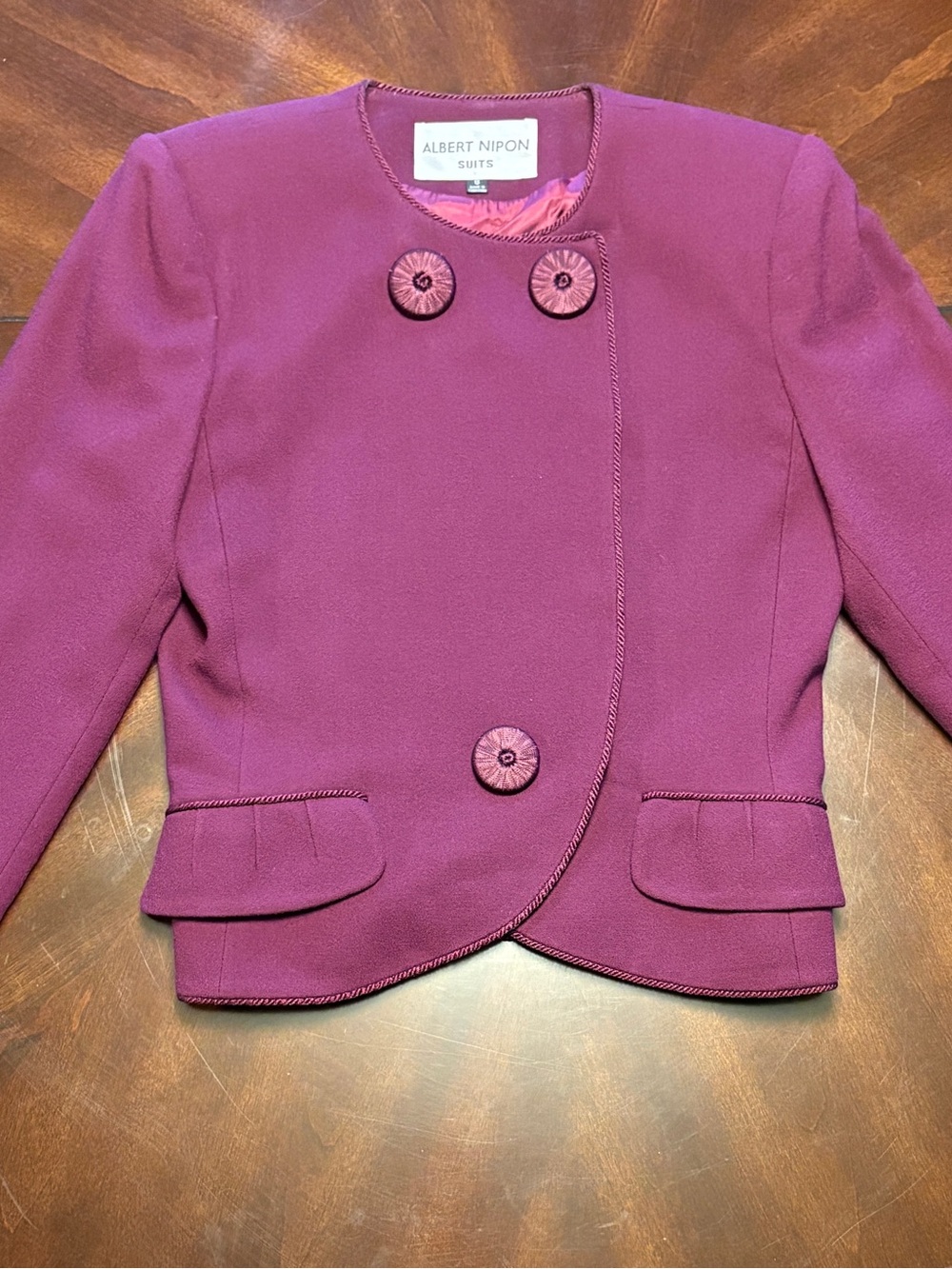 Albert Nipon Women’s Purple Double-Breasted Skirt Suit